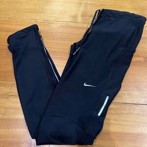 Nike Running Dri-FIT Leggings Womens S Black Reflective Zipper Ankle Pockets A12